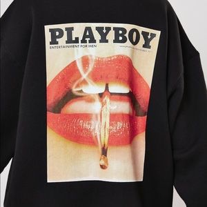 PLAYBOY X Misguided Oversized Black Hoodie